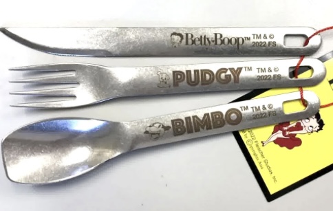 Betty Boop　ベティちゃん　日本製　ステンレスカトラリーセット（スプーン・フォーク・ナイフ）ロゴ　BT-CUTLERY-SET-1　BT-CUTLERY-SET-2　