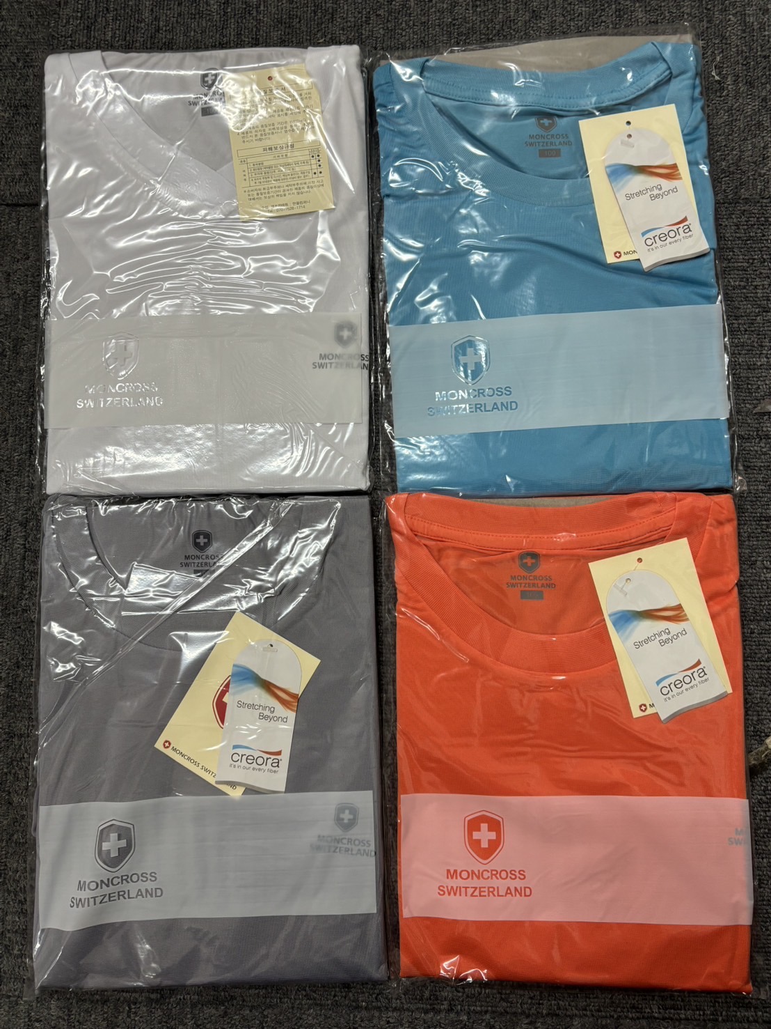 モンクロス　メンズドライＴシャツ60枚セット　4色アソート　インポート品質につき示品質表示とサイズ表記は韓国語や韓国表記になります。