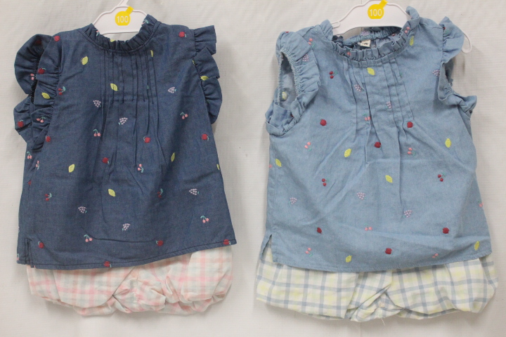 値下げ！　超お買い得！大阪子供服問屋緊急処分！　子供服2点セット　女児上下こみ　3サイズ・2色こみ　90点セット　限定2セット！！