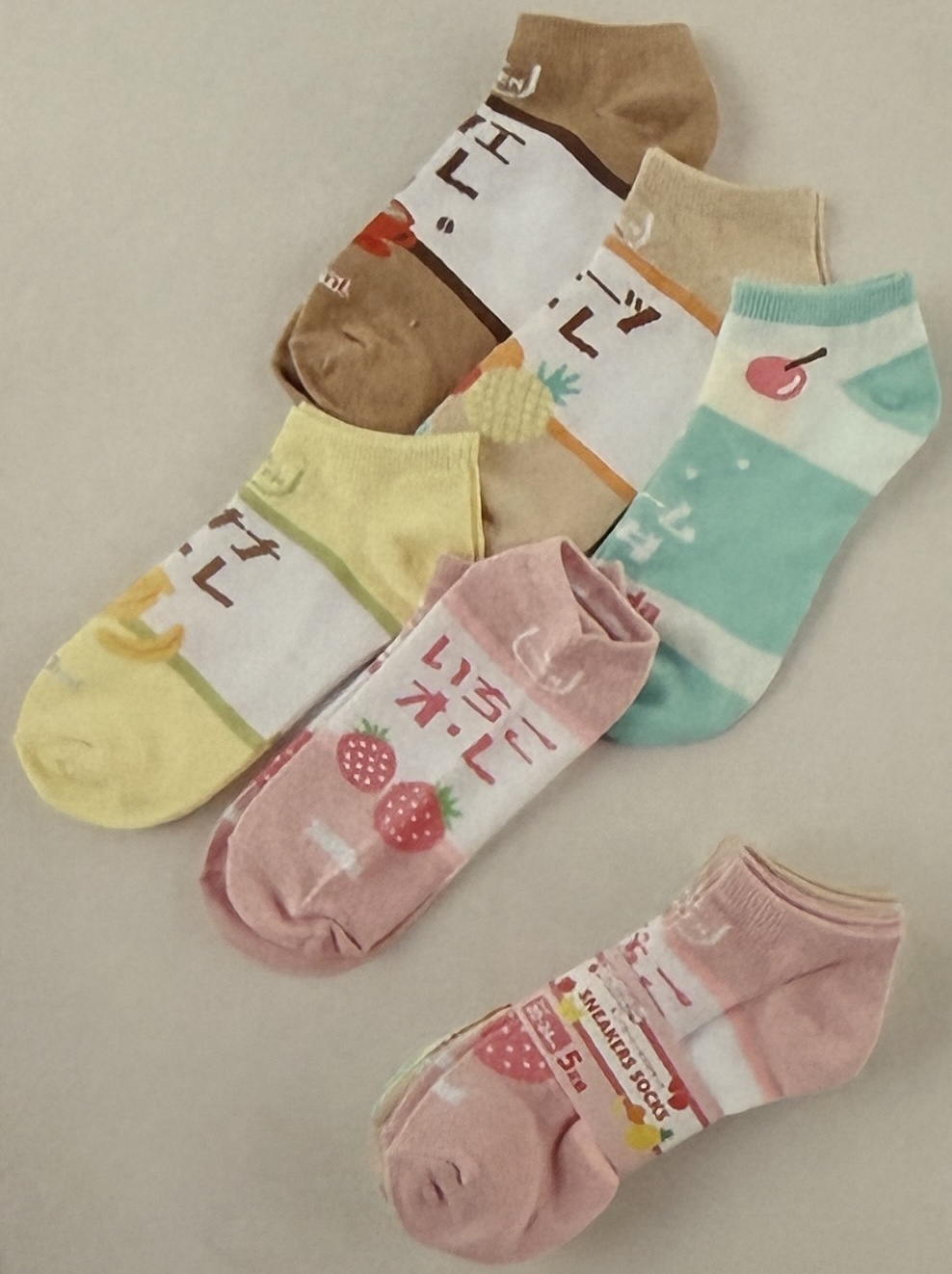 女児スニーカーソックス5P（ドリンク柄）48足SET！