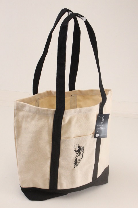 WESTERNPOLOTEXAS キャンバス地トートバッグ大サイズ（白×黒）