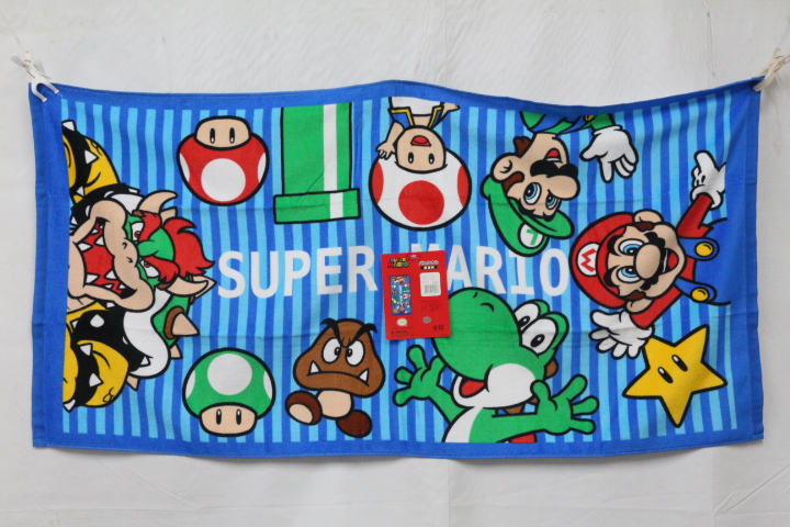 任天堂 マリオ ブルーワールドステッカーアイコン バスタオル/ハンドタオル2P　10個入り 4992272648287・4992272648270