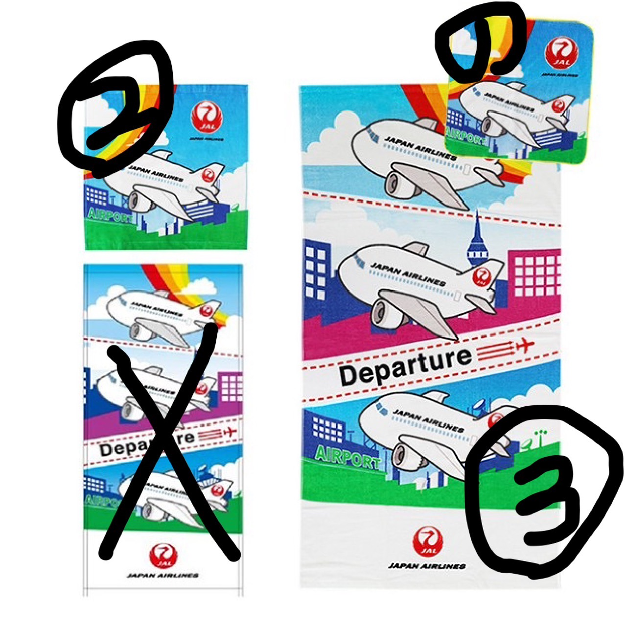 8月6日(水)11:00までSale★　JAL 日本航空 レインボースカイ ミニ/ウォッシュ/バスタオル10枚入り