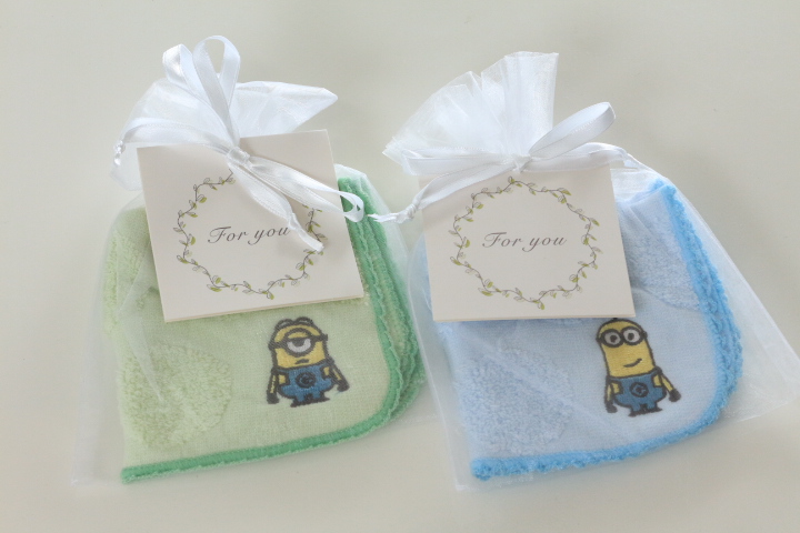画像更新！MINION ミニオン エンブロイダリー タオルギフト30入り　ブルー4805018800/グリーン4805018900