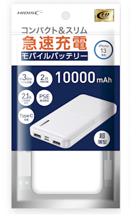 磁気研究所　HD-MB10000TAWH-PP　Type-C入力対応 モバイルバッテリー　ホワイト　10000ｍAh　40個　4984279861103