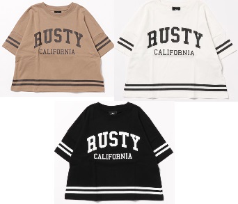 【RUSTY】ラスティ　キッズ　カレッジ半袖Tシャツ　全4色アソート　12枚入り 961503
