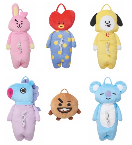 BT21  ティッシュカバー　1個入り 4992272747737・4992272747720・4992272747713・4992272747706・4992272747690・4992272747676