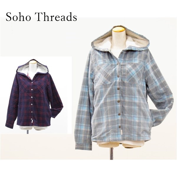 コストコ処分品！1セット限定！レディス　Soho Threads レディース アウター フード付き ボタン シャツジャケット 裏ボア 秋冬 #1613875 P6861F　16枚入り