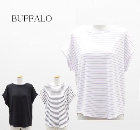 コストコ処分品！！限定１セット！！【BUFFALO】　レディース　フレンチテリー ストライプ 半袖カットソー　全3色アソート　30枚入り