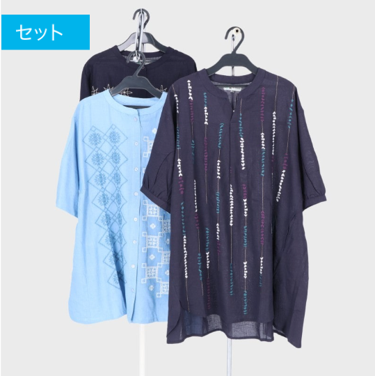 婦人　刺しゅう入りホームチュニック　6枚入　494117