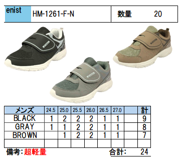 【特価】紳士軽量スニーカー(マジック)　24足　1003365781