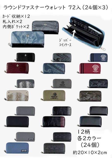 特価！ラウンドファスナーウォレット　72個入