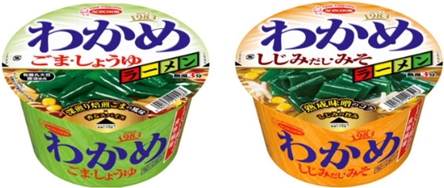 エースコック　わかめラーメン　ごま・しょうゆ93g　/　しじみだし・みそ92ｇ　48個　4901071215583　4901071406516