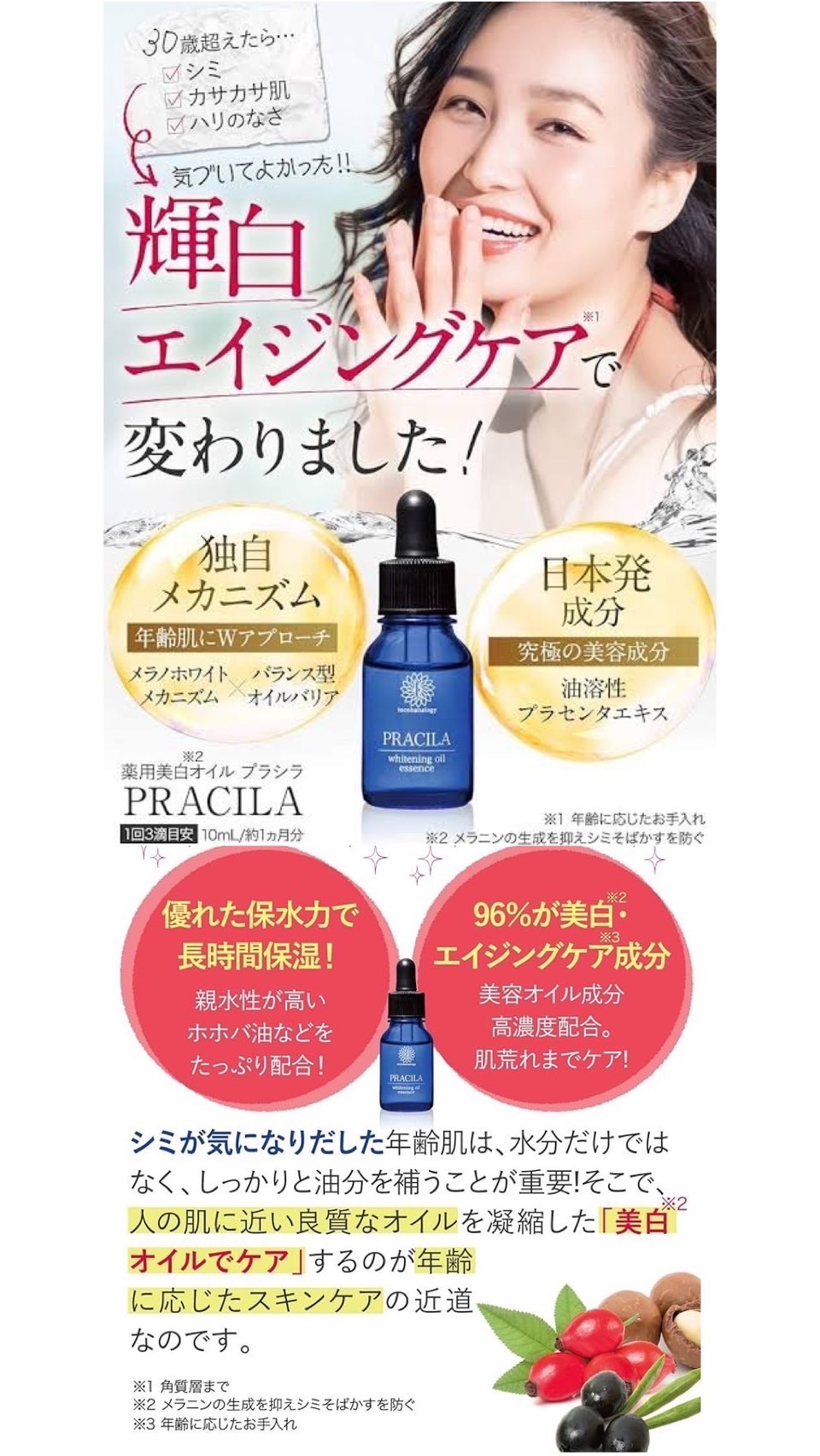 【医薬部外品】PRACILA(プラシラ) 薬用美白オイルエッセンス10ml（1ヶ月分）　64個入