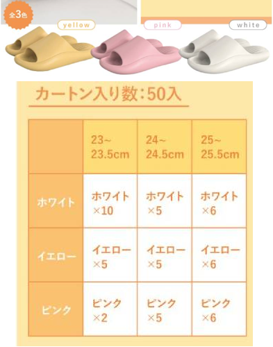 厚底　もちもちEVAサンダル NC-164 3色×3サイズ　50足　4570159383164