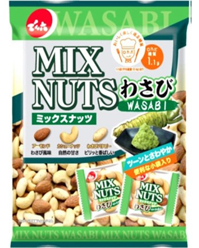 でん六	ミックスナッツわさび小袋　240個　4901930026343