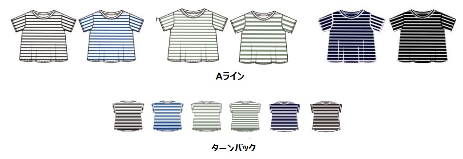 レディース　大寸　天竺　ボーダーTシャツシリーズ　全6色アソート　32枚入り 26578D・26579D