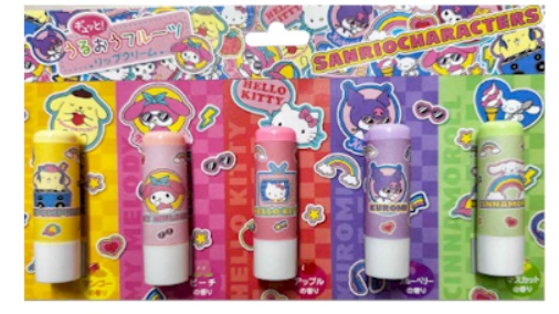 サンリオ　フルーツリップクリーム 　5Pセット　全2種　36個入り 4966680248551・4966680248919