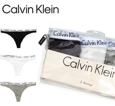 【Calvin klein】カルバンクライン　レディース　CAROUSEL 3 PACK THONGS 　アンダーウェア　3枚セット　全3サイズアソート　3個入り QD3587