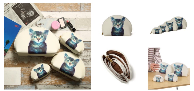 4PIECE　POUCH　ポーチ　4Pセット　猫柄　全14色アソート　14個入り V52・72・K1～83・M62～64
