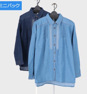 婦人　長袖デニム刺しゅうシャツ　4枚入り 750664