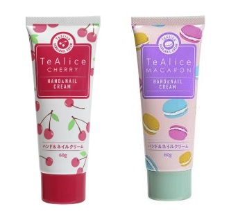 TeAlice　チェリーハンド＆ネイルクリーム　さくらんぼの香り/マカロンハンド＆ネイルクリーム　スウィートマカロンの香り　60ｇ　96個入り 4582400833717・4582400833700