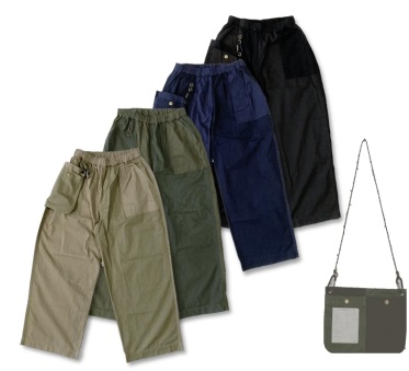 メンズ　RT　 Wide bakerpants with sakosh　ワイドパンツ　　取り外し可サコシュ付き　1枚から購入可能！ SR-0029