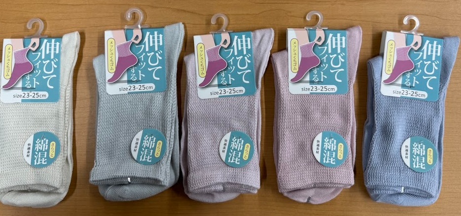 婦人　綿混メッシュのびる口ゴムクルー　　100個入り 1003413411