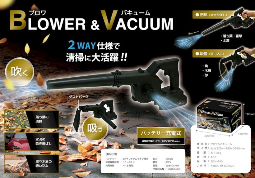 送風と吸塵ができる！ブロア＆バキューム　12個入り EDN-440