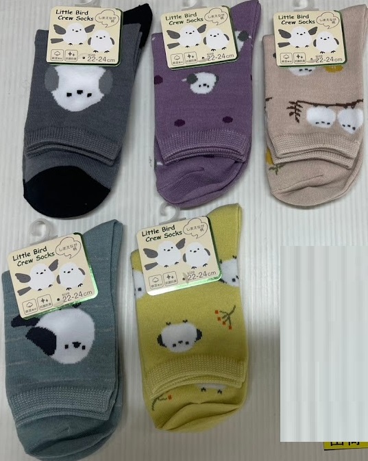 婦人　綿混クルーソックス　1P　シマエナガ　100個入り 1003335691