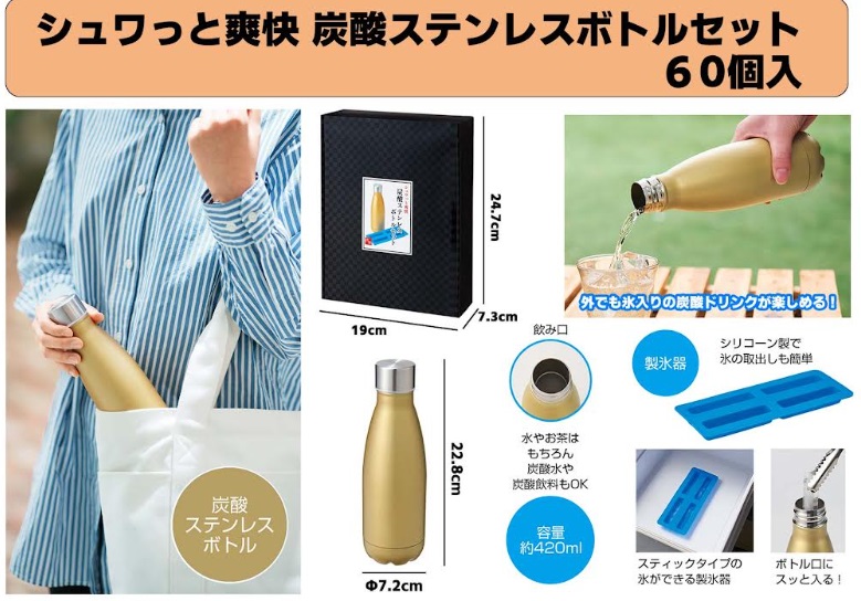 炭酸金色ステンレスボトルセット　60個入り