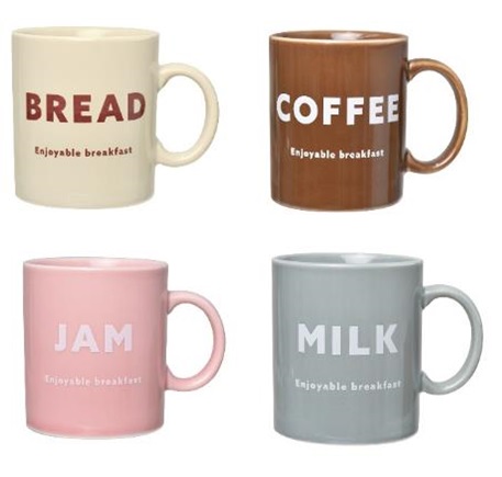 Morning 　マグ　BREAD/COFFEE/JAM/MILK　マグカップ　全4種アソート　12個入り 4536818460218・4536818460225・4536818460232・4536818460249