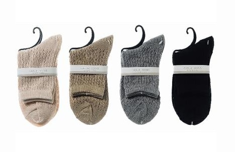 LC238747　婦人　ルミー風ストライプメッシュショートクルー　ベーシックカラー　120足入り 4524039238747