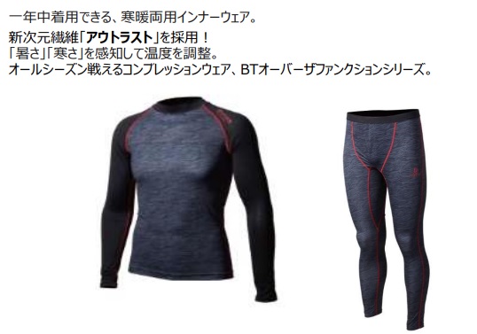 ラストスパート！　おたふく手袋　　オーバーザファンクション ロングスリーブクルーネックシャツ＆タイツ　各Sサイズのみ　箱パッケージ入り！