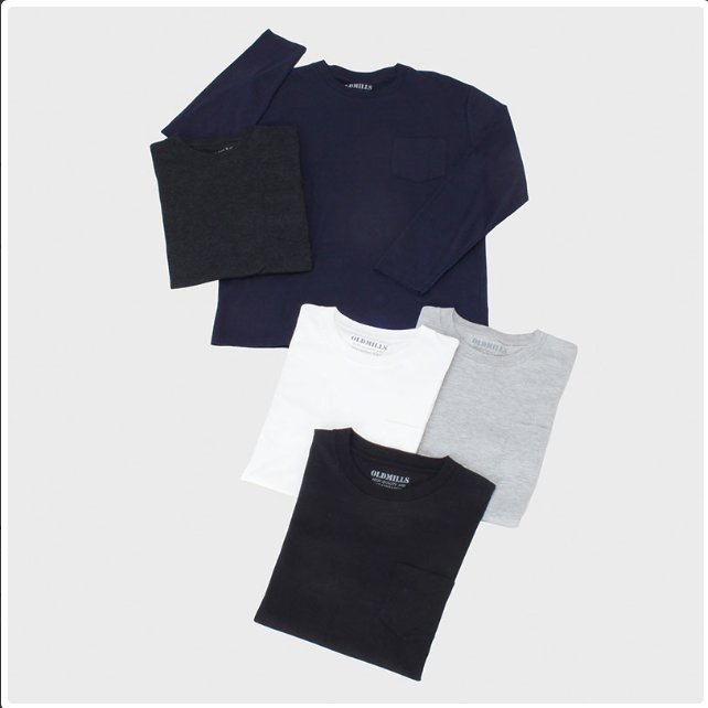 紳士長袖無地片ポケＴシャツ　25枚　288555　/　紳士大寸長袖無地片ポケＴシャツ　20枚　288556