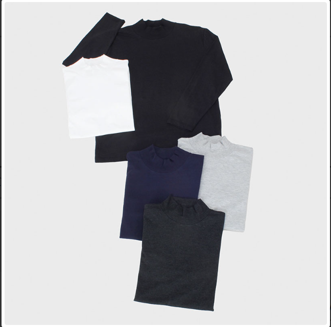 紳士長袖無地ハイネックＴシャツ　25枚　288557　/　紳士大寸長袖無地ハイネックＴシャツ　20枚　288558