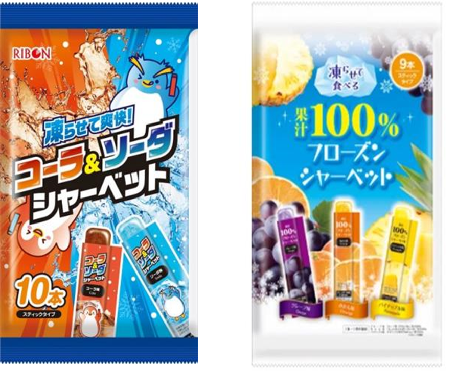 リボン　コーラ&ソーダシャーベット・果汁100％フローズンシャーベット　2種アソート　160個セット　4903316612904・4903316612706
