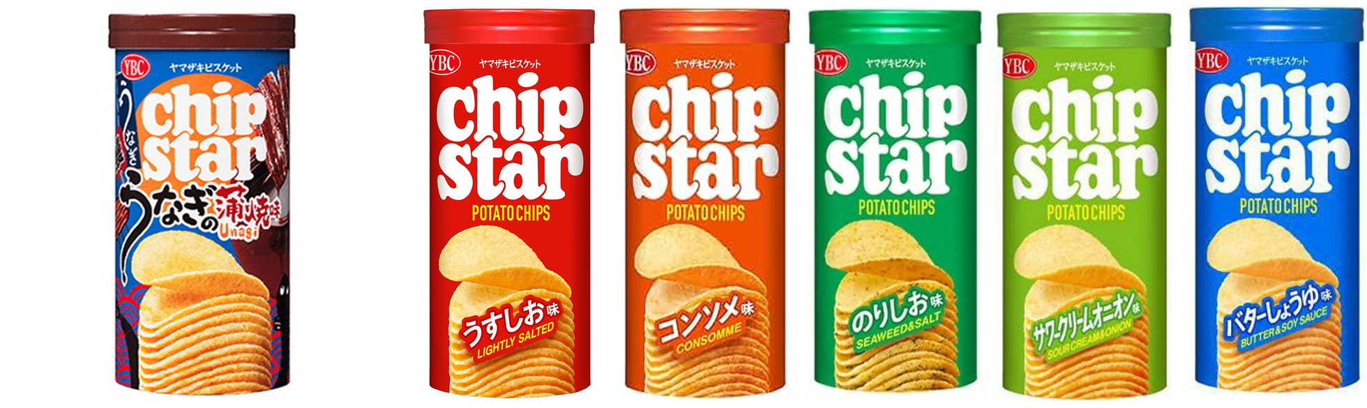 YBC　チップスターS　うなぎの蒲焼味・うすしお味・コンソメ味・のりしお味・サワークリームオニオン味・バターしょうゆ味　6種アソート　288個セット　4903015500410 　4903015500113 　4903015500120 　4903015500137 　4903015500144 　4903015500151