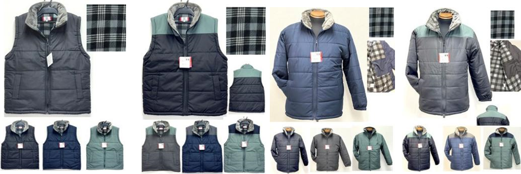BROAD MIND　中綿ベスト　20枚　36-5040　/　切替中綿ベスト　20枚　36-5041　/　中綿ジャケット　18枚　36-5042　/　切替中綿ジャケット　18枚　36-5043