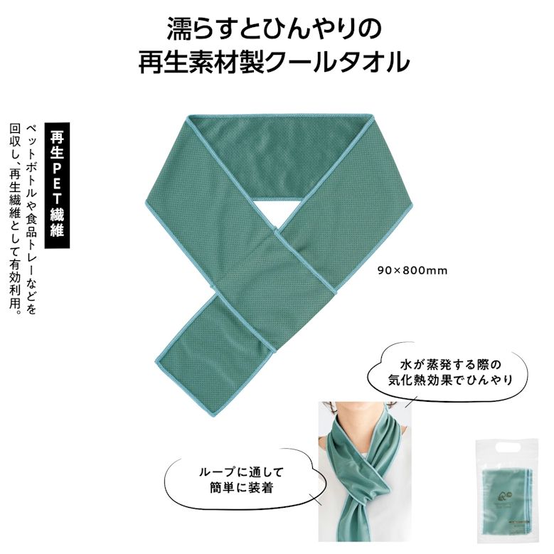 熱中症対策！　再生PET　クールタオル　80×9cm　360枚　36349