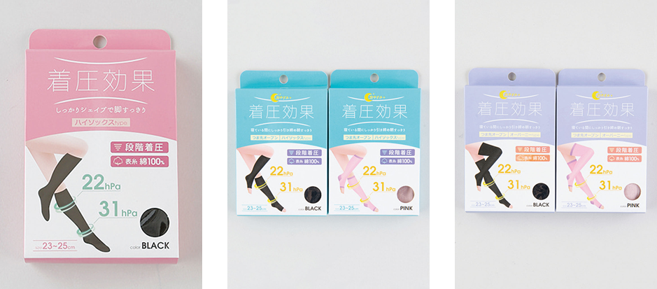 婦人　着圧ハイソックス/おやすみハイソック/おやすみオーバーニー　（箱入）　60個入り 1002478431・1002478441・1002478451