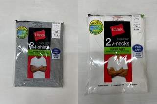 【Hanes】紳士　2P　半袖Tシャツ　クルー/Vネック　（抗菌防臭加工）　20個入り 1003260641・1003260651