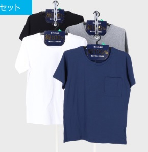 紳士　綿１００％天竺半袖丸首Ｔシャツ（ポケット付き　30枚入り 496802