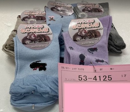 婦人　綿混メッシュソックス　100足入り 53-4125