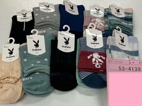 婦人　PLAYBOYクルーソックス　50個入り 53-4139