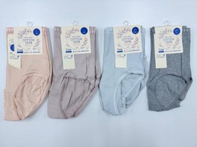 婦人　綿100　リブ　２Ｐ　丈長ショーツ　無地/プリント　60枚入り　1003044401・1003044411