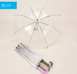 ビニール６０ｃｍジャンプ傘（カラー手元）　60本入り 498004