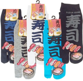 紳士　和柄スニーカー丈 足袋ソックス　「I LOVE SUSHI 」　10足入り 43668501