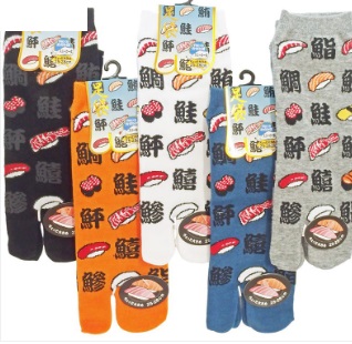 紳士　和柄スニーカー丈 足袋ソックス　「寿司ネタ文字 」　10足入り 43668502