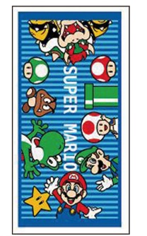 任天堂 マリオ ブルーワールドステッカーアイコン バスタオル/ハンドタオル2P　10個入り 4992272648287・4992272648270